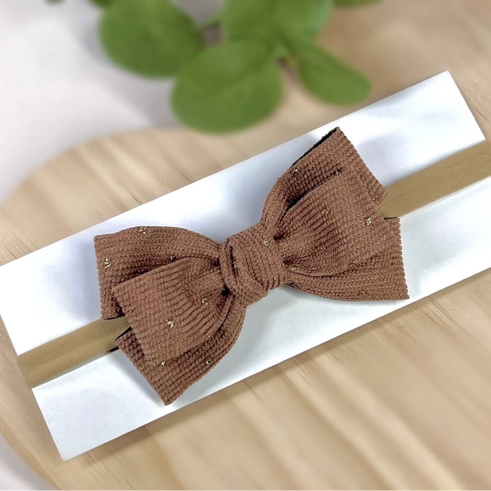 Elegant Tan Bow Headband for Kids
